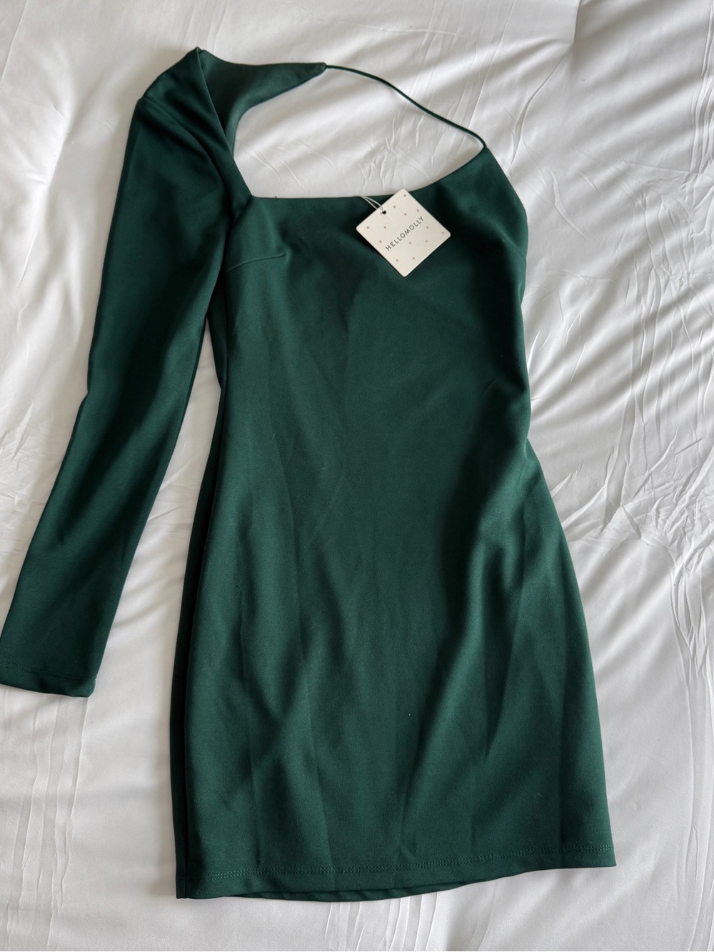 Hello Molly Emerald Green One-Arm Asymmetrical Bodycon Dress